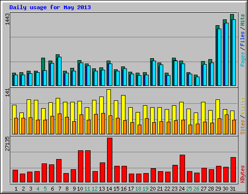 Daily usage for May 2013