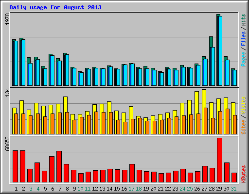 Daily usage for August 2013