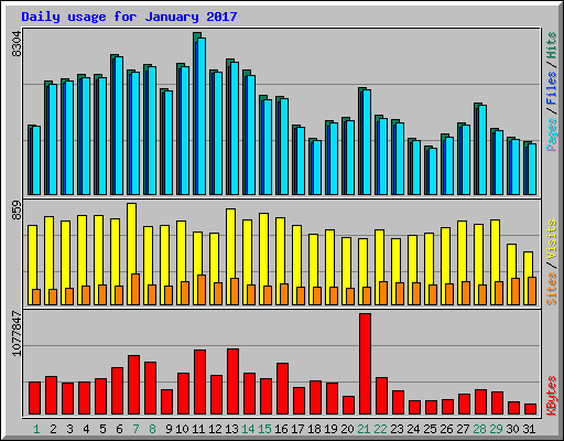 Daily usage for January 2017