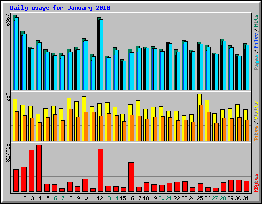 Daily usage for January 2018
