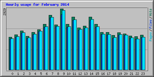 Hourly usage for February 2014