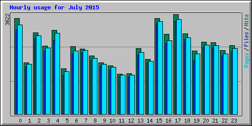 Hourly usage for July 2015