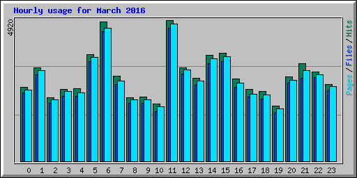 Hourly usage for March 2016