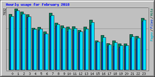 Hourly usage for February 2018